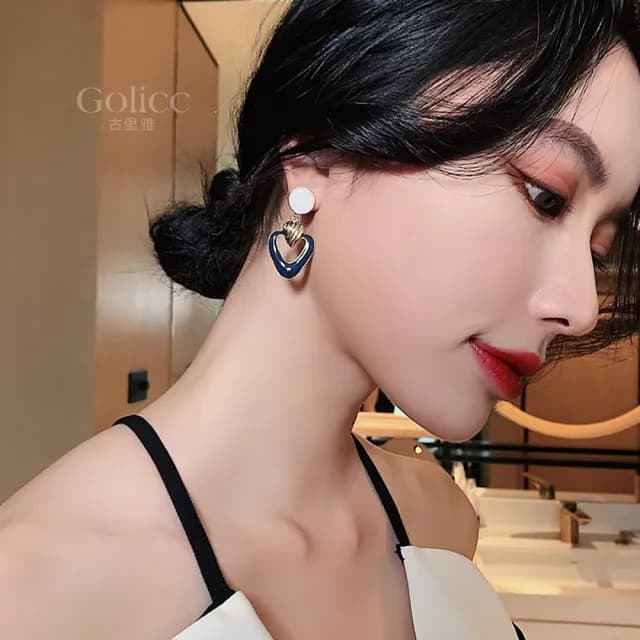 【Golicc】耳環 復古 愛心(99購物限定 生日 飾品 耳釘 耳飾 耳墜 禮物)