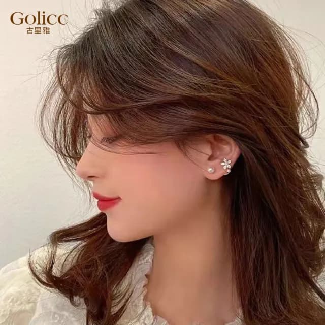 【Golicc】耳環 韓版 珍珠 花朵(七夕 情人節 生日 飾品 耳釘 耳飾 耳墜 禮物)