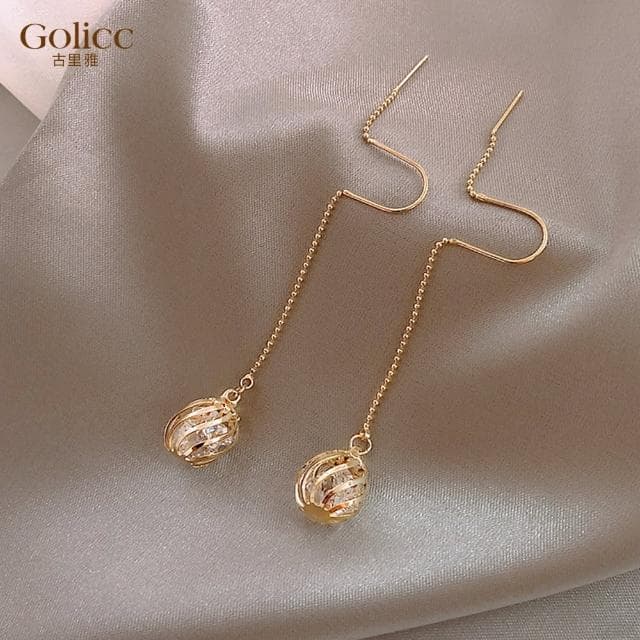 【Golicc】耳環 長款流蘇 燈籠(母親節 生日 情人節 飾品 耳飾 耳墜 禮物)