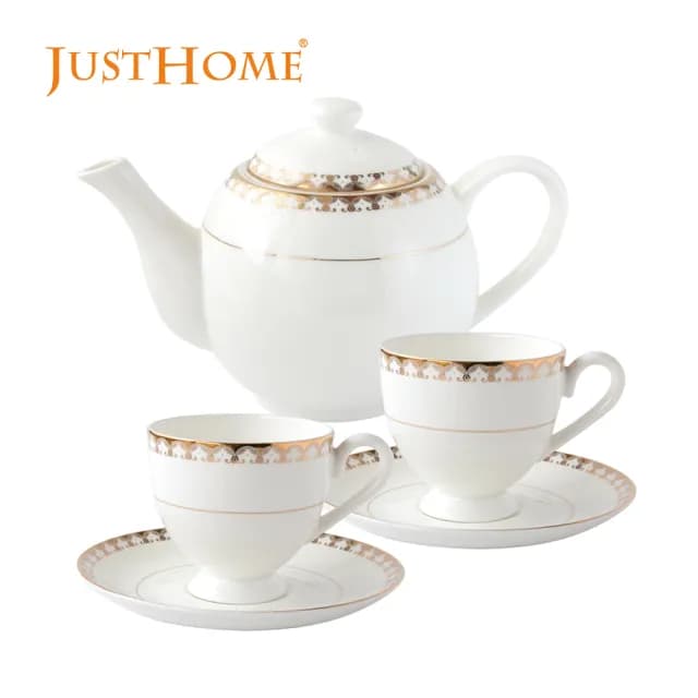 【Just Home】繁花祕境新骨瓷1壺6杯午茶組(咖啡杯+壺 午茶組)