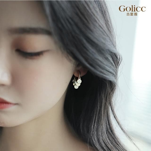 【Golicc】耳環 簡約 小巧 圓片(母親節 生日 情人節 飾品 耳釘 耳飾 耳墜 禮物)