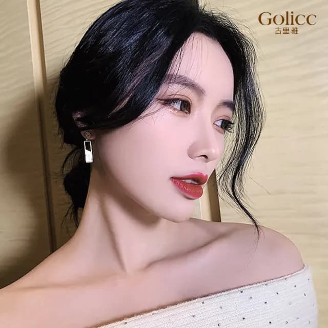【Golicc】耳環 歐美 長方 輕奢(七夕 情人節 生日 飾品 耳釘 耳飾 耳墜 禮物)