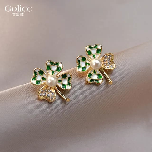 【Golicc】耳環 幸運草(七夕 情人節 生日 飾品 耳釘 耳飾 耳墜 禮物)