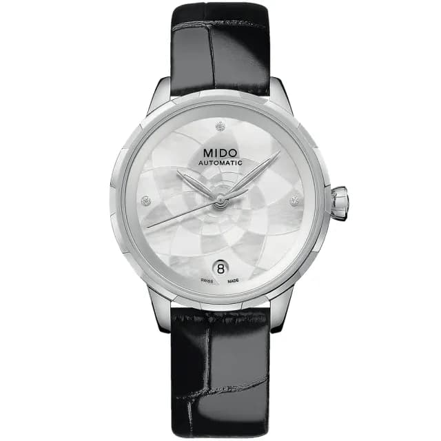 【MIDO 美度】官方授權 Rainflower 花雨系列機械女錶-黑/34mm 手錶 禮物 推薦(M0432071611600)