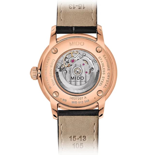 【MIDO 美度】官方授權 Baroncelli 永恆系列機械女錶- 玫瑰金/30mm 手錶 禮物 推薦(M0372073603101)
