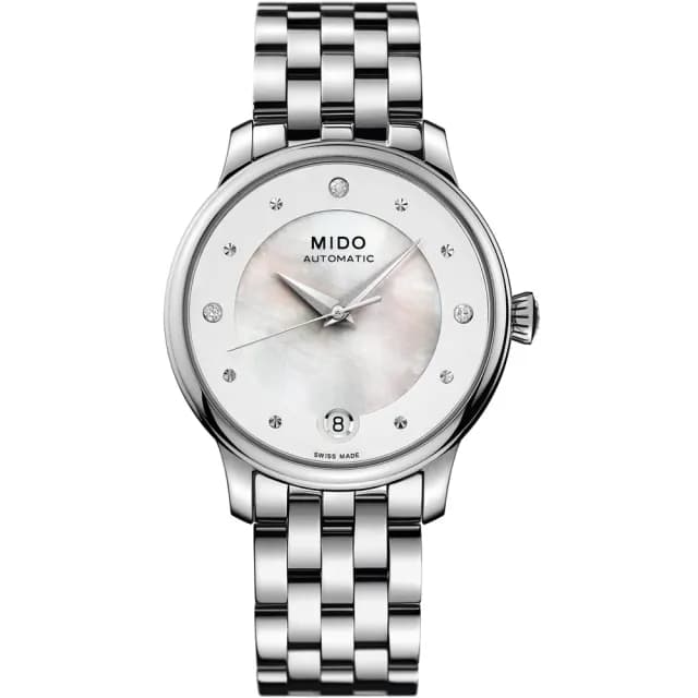 【MIDO 美度】官方授權 BARONCELLI 永恆系系真鑽機械女錶-34mm 手錶 禮物 推薦(M0392071110600)
