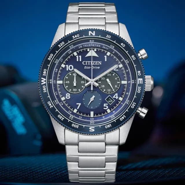 【CITIZEN 星辰】Chronograph系列 時尚計時光動能腕錶 七夕 情人節 送禮 推薦(CA4554-84L)