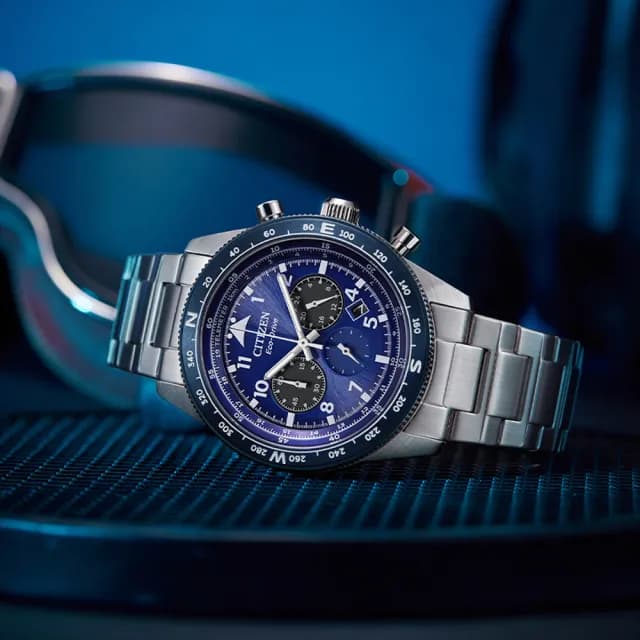 【CITIZEN 星辰】Chronograph系列 時尚計時光動能腕錶 七夕 情人節 送禮 推薦(CA4554-84L)