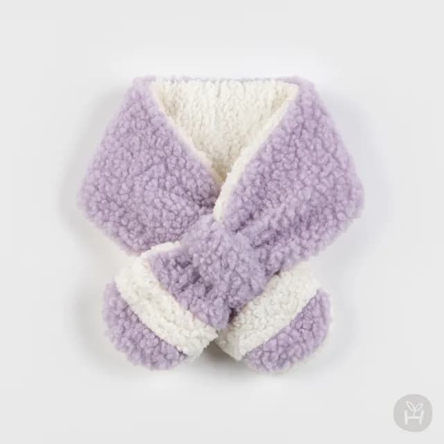 【Happy Prince】韓國製 Porin淺紫雪絨內裡嬰兒童圍巾(保暖寶寶圍脖圍兜口水巾)