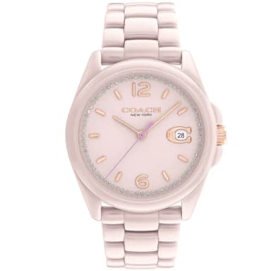 【COACH】官方授權經銷商 優雅質感陶瓷晶鑽腕錶-36mm/粉 生日 禮物(14503926)