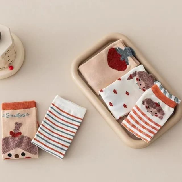 【橘魔法】（5雙一組）亮眼女孩精梳棉直版中筒襪(直版襪 短襪 襪子 中童 大童 兒童 童襪 女童 童裝)