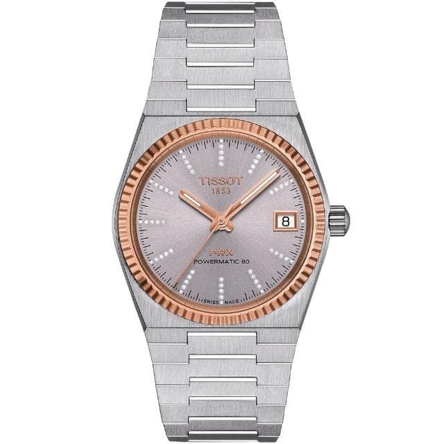 【TISSOT 天梭 官方授權】PRX系列 18K金 70年代復刻機械女錶 母親節 禮物 送禮(T9312074133600)