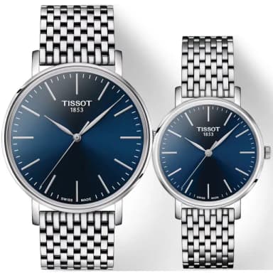 【TISSOT 天梭 官方授權】Everytime 經典大三針情侶手錶 對錶 禮物 推薦(T1434101104100+T1432101104100)