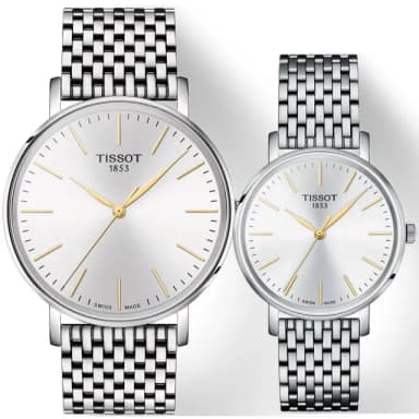 【TISSOT 天梭 官方授權】Everytime 經典大三針情侶手錶 對錶 情人節 禮物(T1434101101101+T1432101101101)