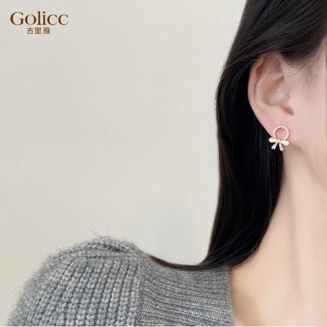 【Golicc】耳環 森系 小巧 貓眼(母親節 生日 情人節 飾品 耳釘 耳飾 耳墜 禮物)