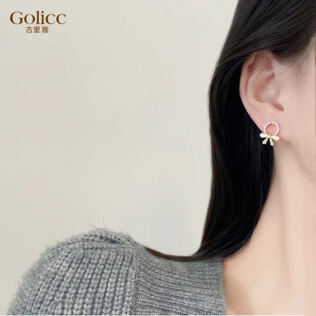 【Golicc】耳環 森系 小巧 貓眼(99購物限定 生日 飾品 耳釘 耳飾 耳墜 禮物)