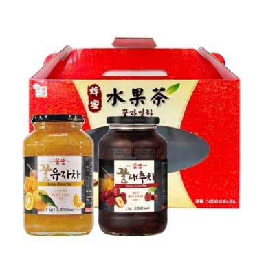【韓味不二】花泉蜂蜜傳統茶禮盒1kgx2入 含運價(柚子茶/紅棗茶/薑母茶/蘋果/檸檬-送禮推薦/年節禮盒/春節)