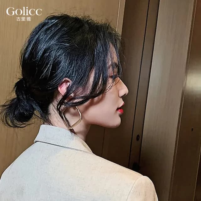 【Golicc】耳環 韓版 金色 素方(99購物限定 生日 飾品 耳釘 耳飾 耳墜 禮物)