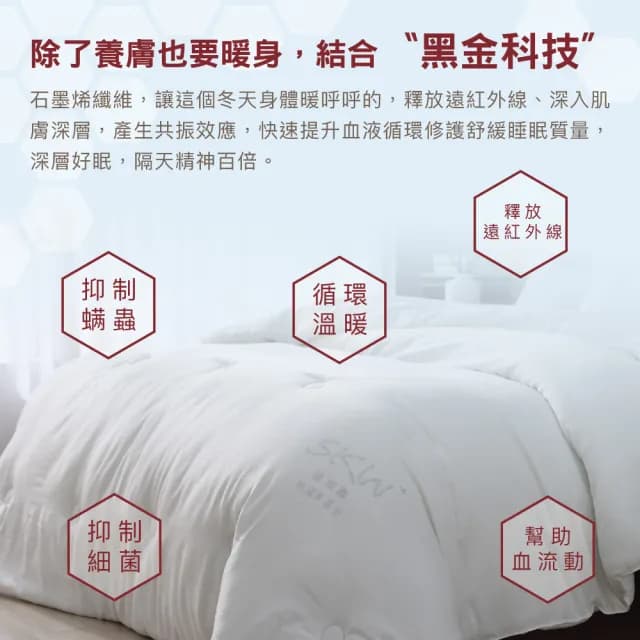 【ISHUR 伊舒爾】買1送1 韓系石墨烯玻尿酸美容保暖被 雙人6x7尺 2.5公斤(贈束口防潮棉被袋1入/棉被/被子)