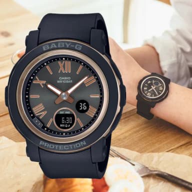 【CASIO 卡西歐】BABY-G 金屬質感羅馬雙顯腕錶 母親節 禮物 推薦(BGA-290-1A)