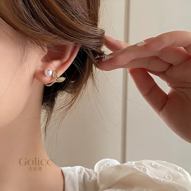 【Golicc】耳環 東大門 簡約 魚尾(99購物限定 生日 飾品 耳釘 耳飾 耳墜 禮物)
