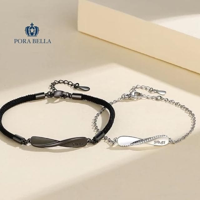 【Porabella】925純銀 莫比烏斯環情侶手鍊 男女一對小眾設計情人節禮物 Bracelets(一對販售)