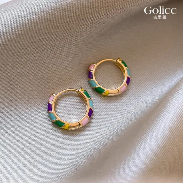 【Golicc】耳環 彩色 滴釉(七夕 情人節 生日 飾品 耳釘 耳飾 耳墜 禮物)
