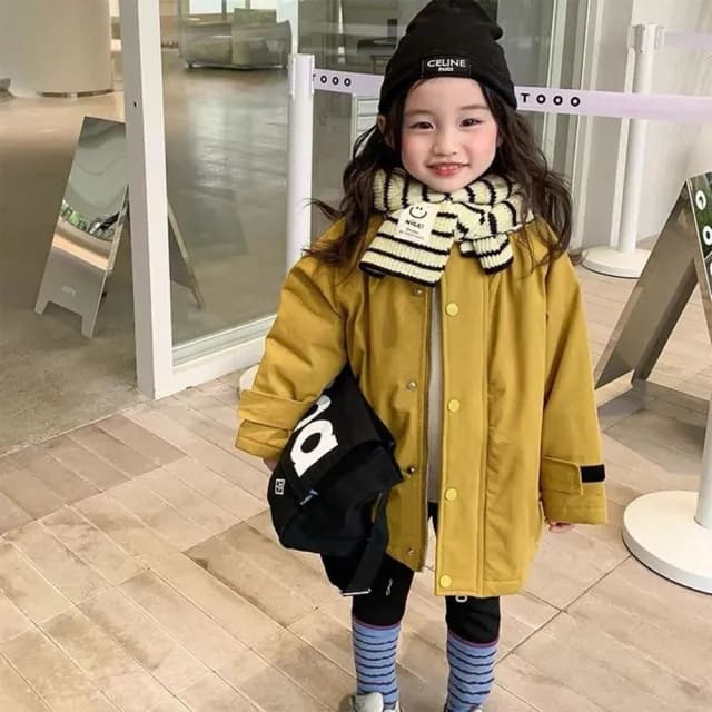 【寶貝家】笑臉條紋 兒童針織圍巾(小孩圍巾 幼兒圍巾 嬰兒圍巾 小圍脖 寶寶圍巾 圍脖 脖圍)