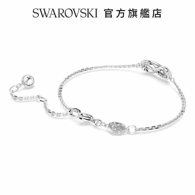 【SWAROVSKI 官方直營】Hyperbola 手鏈 Infinity 白色 鍍白金色 母親節禮物(新改款)