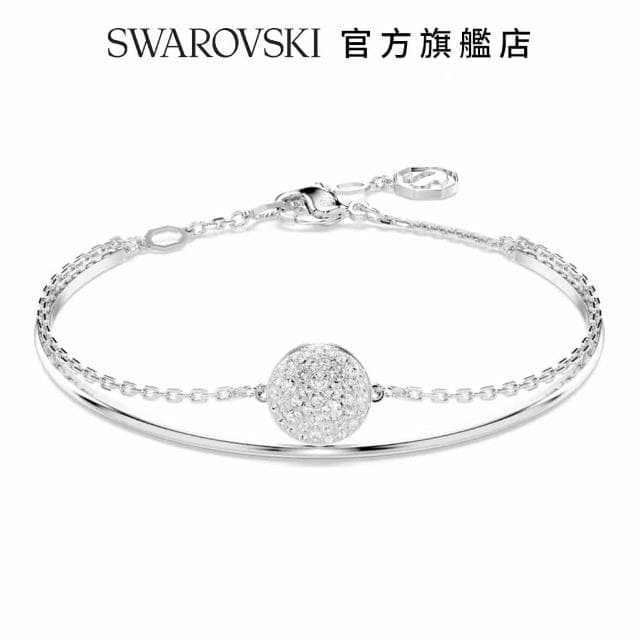 【SWAROVSKI 官方直營】Sublima 手鐲 白色 鍍白金色 母親節禮物