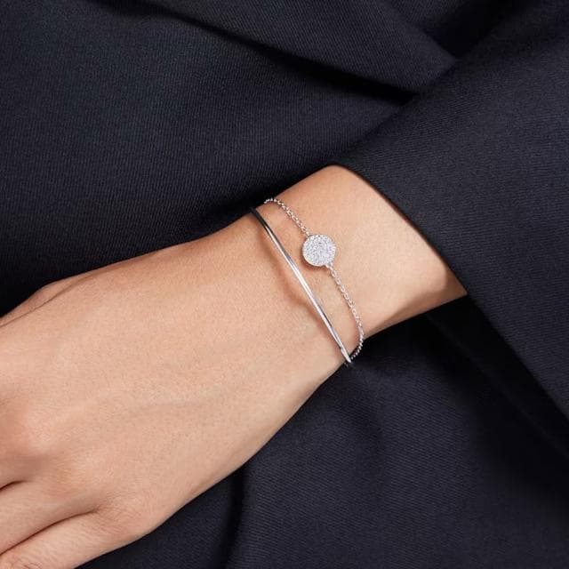 【SWAROVSKI 官方直營】Sublima 手鐲 白色 鍍白金色 母親節禮物
