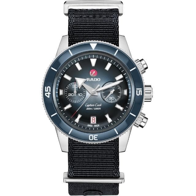 【Rado 雷達表 官方授權】庫克船長 300米潛水計時機械錶 套錶-43mm R03推薦 送禮 禮物 推薦(R32145208)