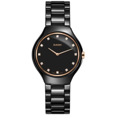 【Rado 雷達表 官方授權】True Thinline真薄系列鑽石女錶-30mm R03推薦 送禮 禮物 推薦(R27742722)