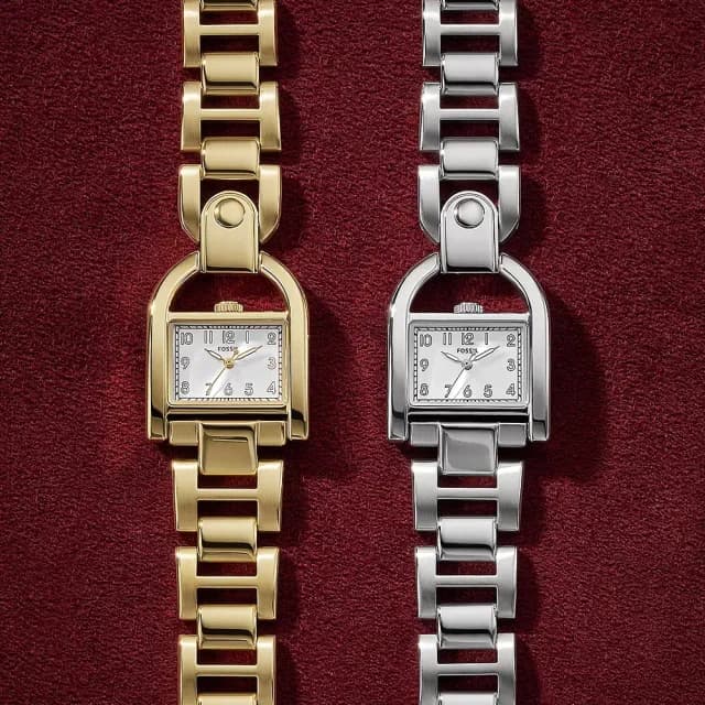 【FOSSIL】Harwell 復古鎖頭造型女錶-28mm 禮物 送禮 推薦(ES5327)