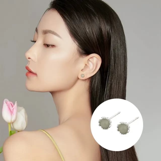 【A&R】韓版s925純銀玉石款耳釘耳環(簡約時尚 復古 氣質 典雅 抗過敏 養耳洞 情人節 生日禮物)