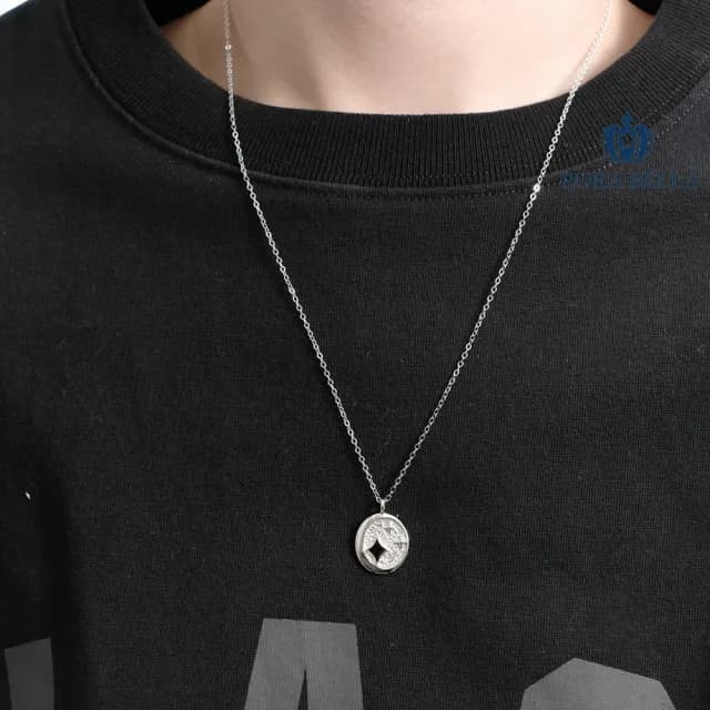 【Porabella】925純銀星河人造月光石情侶項鍊 夢幻海藍月光石設計鎖骨鏈 情人節禮物 告白禮物 Necklace