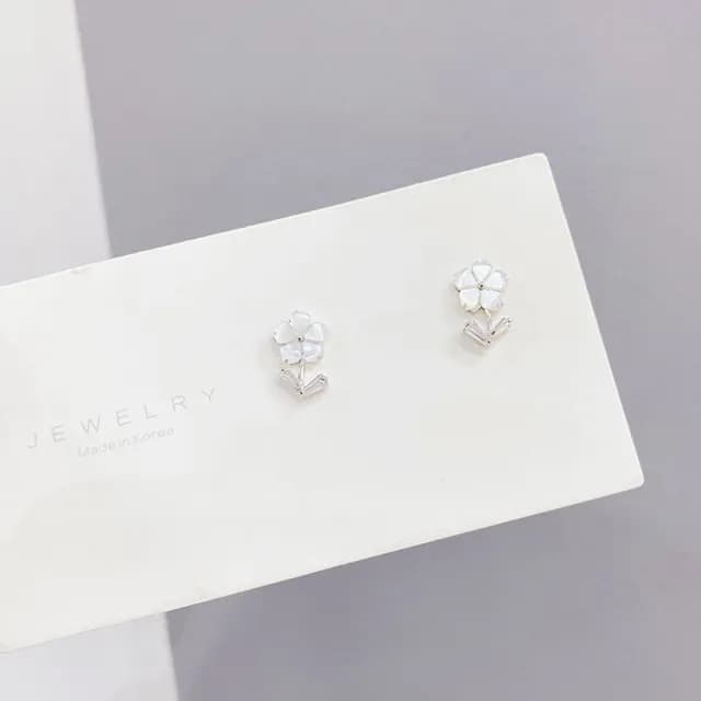 【Umi】一卡3對925純銀針微鑲鋯石貓眼石花朵圓形單鑽造型耳環(日韓時尚潮流耳飾耳針耳墜耳釘)