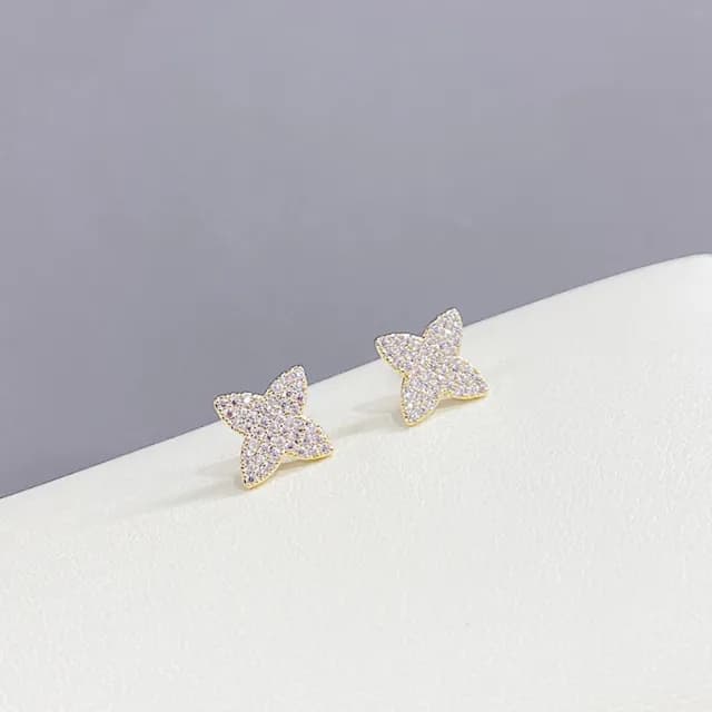 【Umi】一卡3對925純銀針微鑲鋯石星星星芒四芒星造型耳環(日韓時尚潮流耳飾耳針耳墜耳釘)