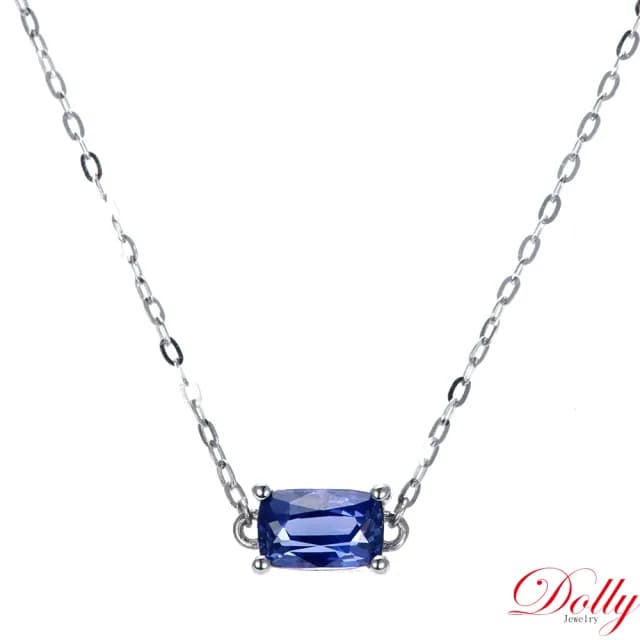 【DOLLY】情人節禮物 0.50克拉 無燒斯里蘭卡艷彩藍寶石18K金鎖骨鍊(母親節 情人節 交換禮物首選)