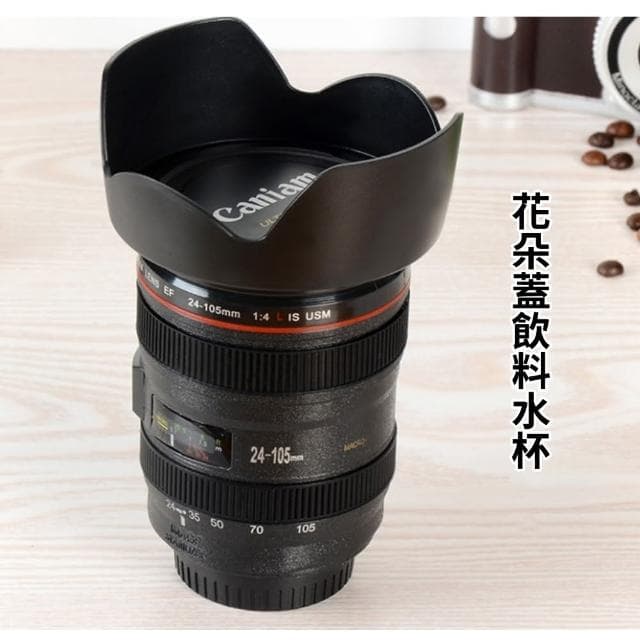 【May Shop】創意水杯 花形蓋 單眼相機鏡頭杯(聖誕交換禮物)
