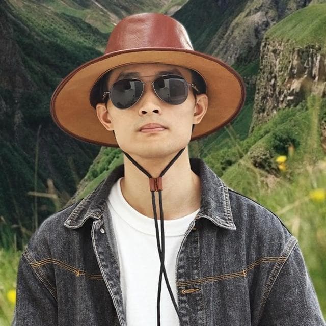【KT DADA】包包 西部牛仔帽 大沿帽 遮陽帽 男牛仔帽真皮 禮物 復古帽 英倫帽 派對裝扮 牛皮帽子 男