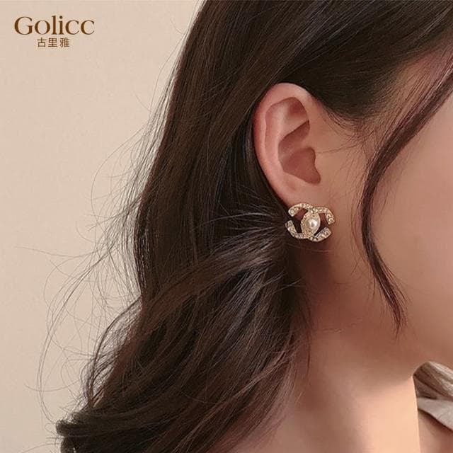 【Golicc】耳環 小香風 鑲鑽 珍珠(618 七夕 情人節 生日 飾品 耳釘 耳飾 耳墜 禮物)