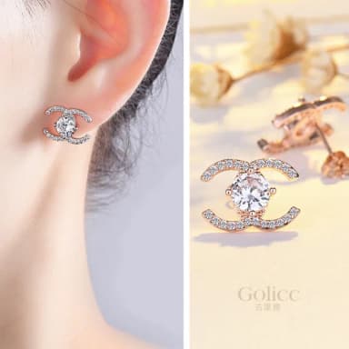 【Golicc】耳環 韓版 太陽之眼 鑲鑽(七夕 情人節 生日 飾品 耳釘 耳飾 耳墜 禮物)