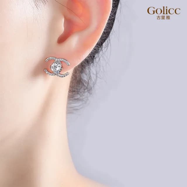 【Golicc】耳環 韓版 太陽之眼 鑲鑽(七夕 情人節 生日 飾品 耳釘 耳飾 耳墜 禮物)