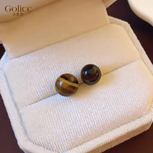 【Golicc】耳環 法式 美拉德 圓珠(七夕 情人節 生日 飾品 耳釘 耳飾 耳墜 禮物)