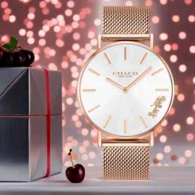 【COACH】Delancey 經典馬車玫瑰金米蘭帶女錶-36mm 母親節 送禮 禮物(14503126)