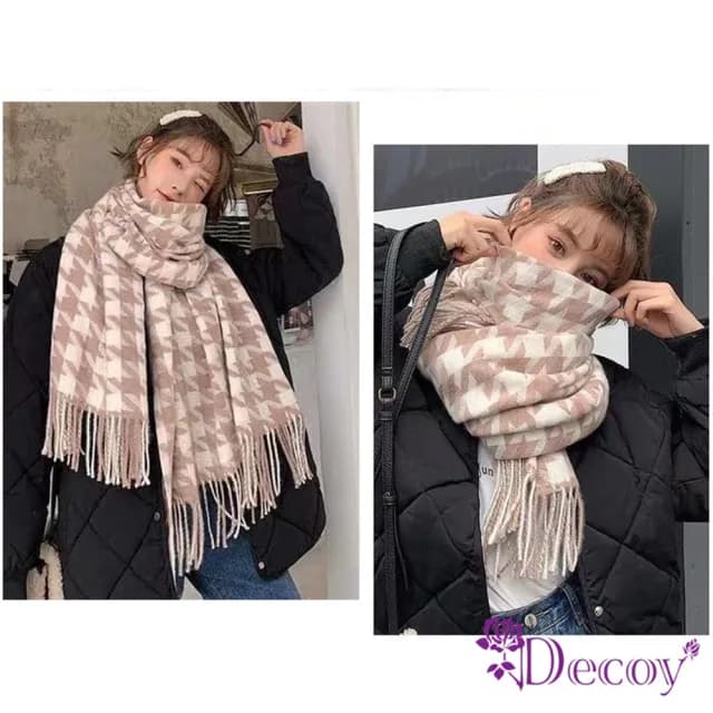 【Decoy】大方千鳥＊流蘇仿羊絨保暖圍巾(多色可選)