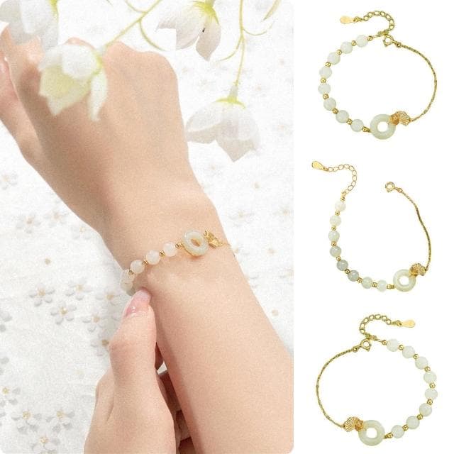 【LEESA】和田玉手鍊\純銀手鏈\平安扣手鍊\玉手鏈\玉手環\女生飾品\小眾手鍊\送女友\送媽媽\禮物