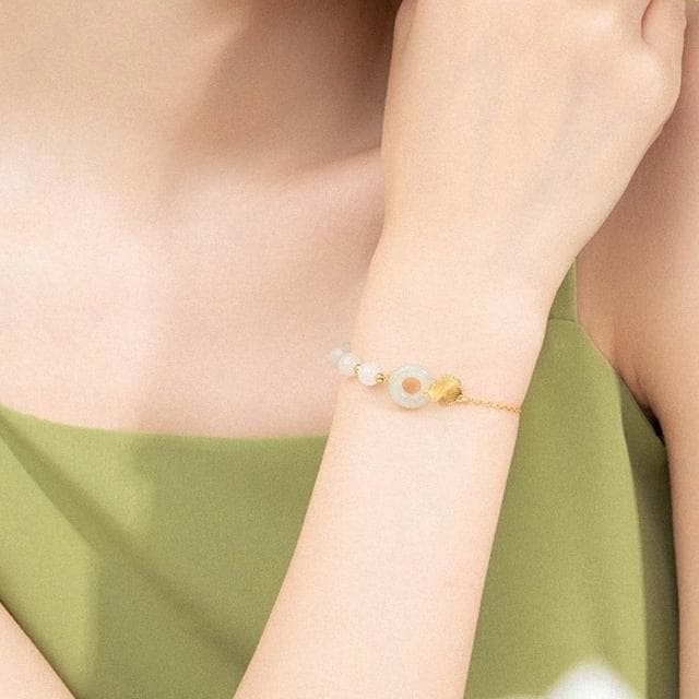 【LEESA】和田玉手鍊\純銀手鏈\平安扣手鍊\玉手鏈\玉手環\女生飾品\小眾手鍊\送女友\送媽媽\禮物
