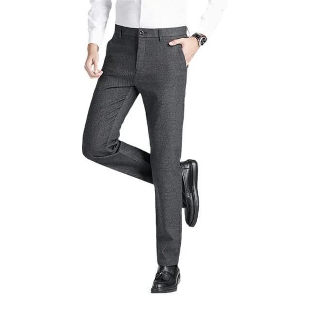 【米蘭精品】現貨+預購 男商務西裝褲修身西裝褲直筒褲機能免燙(男長褲休閒彈力羊毛保暖父親節禮物2色74gq2)